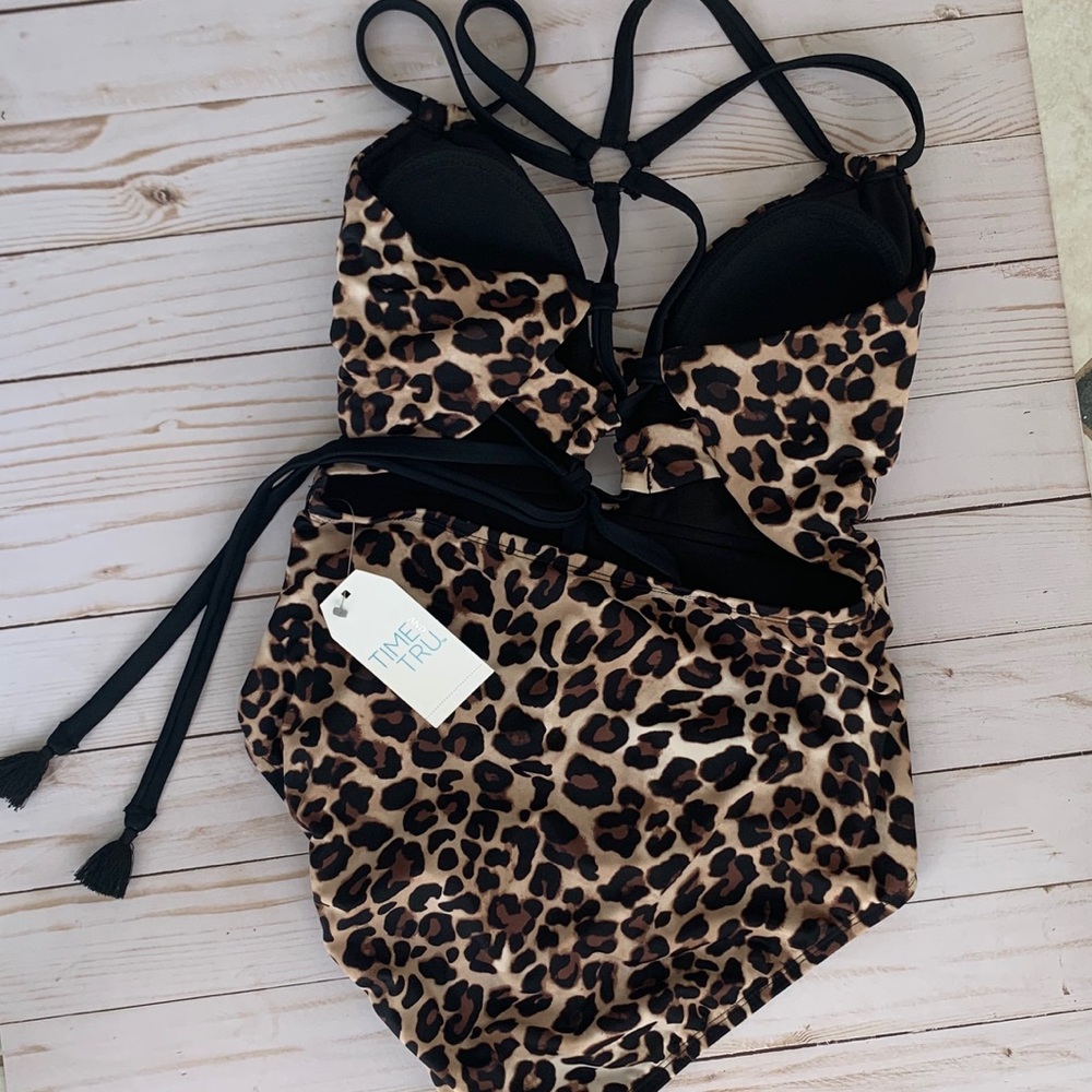 Leopard print one piece swimsuit